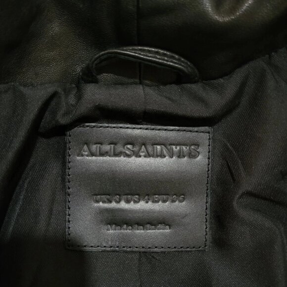 Unworn AllSaints Black Ellis High-Neck Biker Jacket - Picture 8 of 9